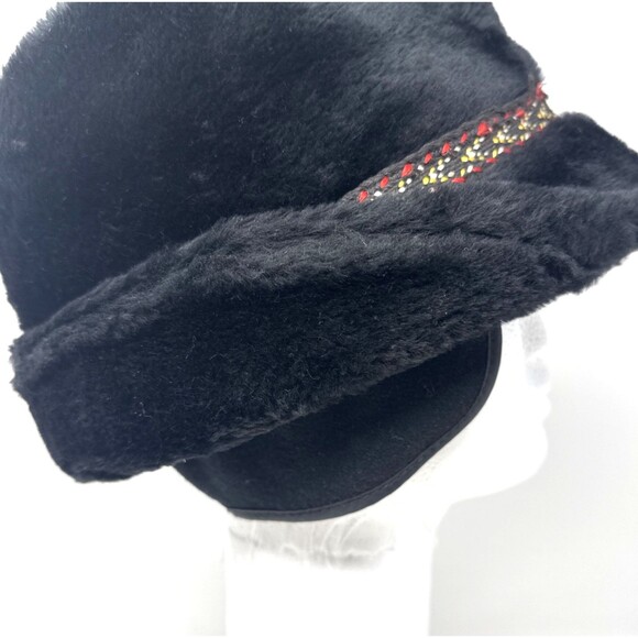VTG Faux Fur Bavarian Fedora Hat Mens Sz L Tryolean Band w/Medallion Ear Flaps - Picture 6 of 12